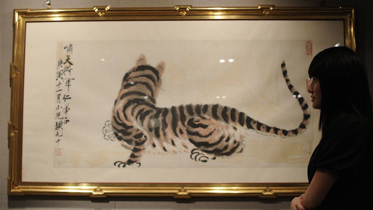 إحدى لوحات الفنان الصيني كي بايشي تظهر نمر