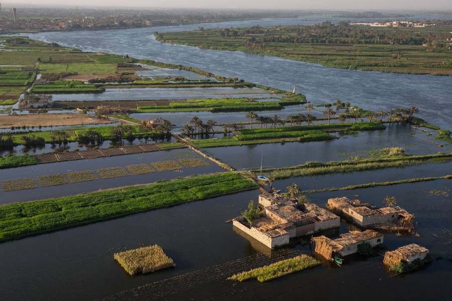 صورة جوية لإحدى القرى بدلتا النيل بشمال مصر
