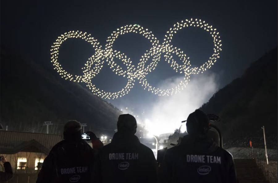 حفل افتتاح دورة الألعاب الأولمبية الشتوية 2018 يتضمن عرضاً ضوئياً لـ1,218 طائرة بدون طيار لشركة إنتل